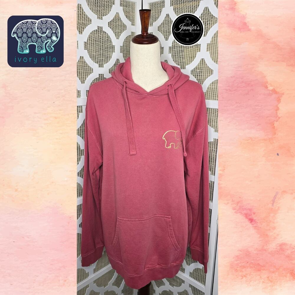 Ivory Ella Women's Mauve Oversize Bohemian Organic Hoodie Size Medium